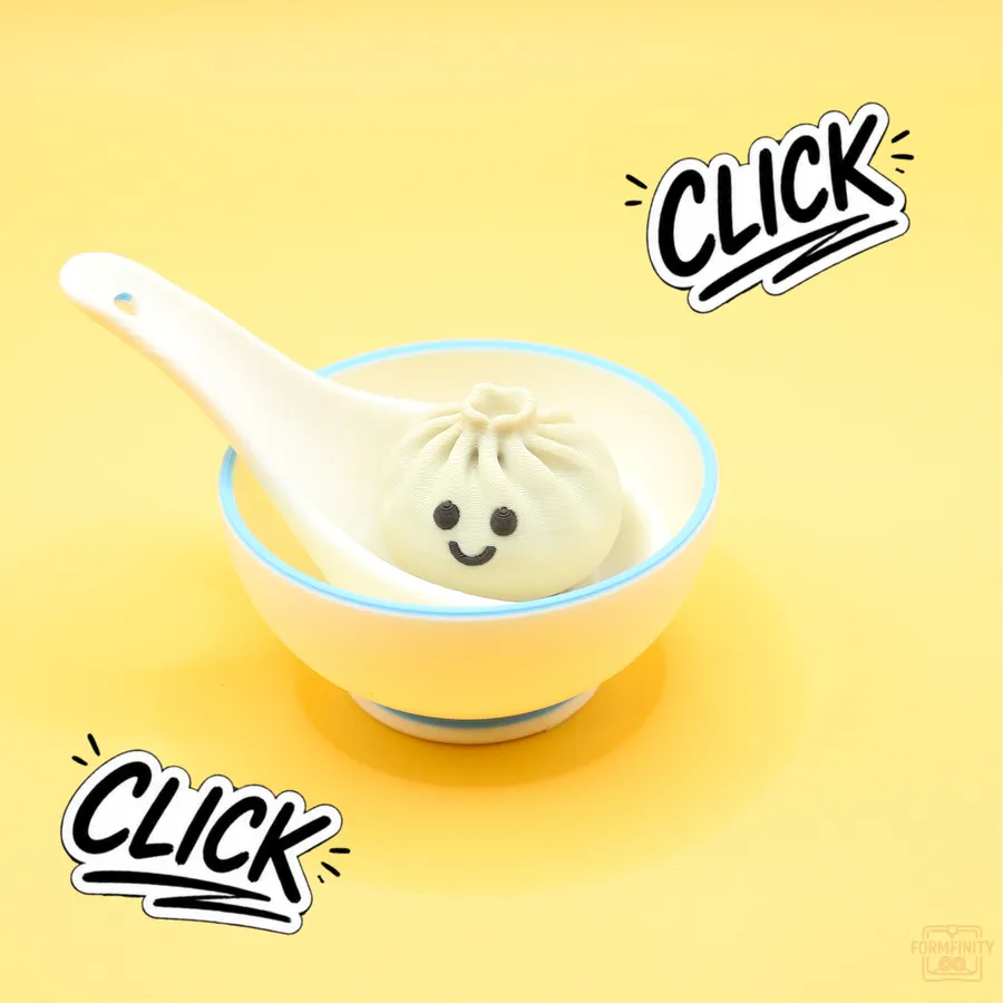 Soup Dumpling Clicker Fidget - Bowl & Spoon Set