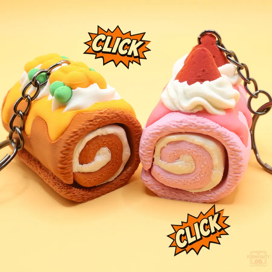 Swiss Roll Cake Fidget Keychain