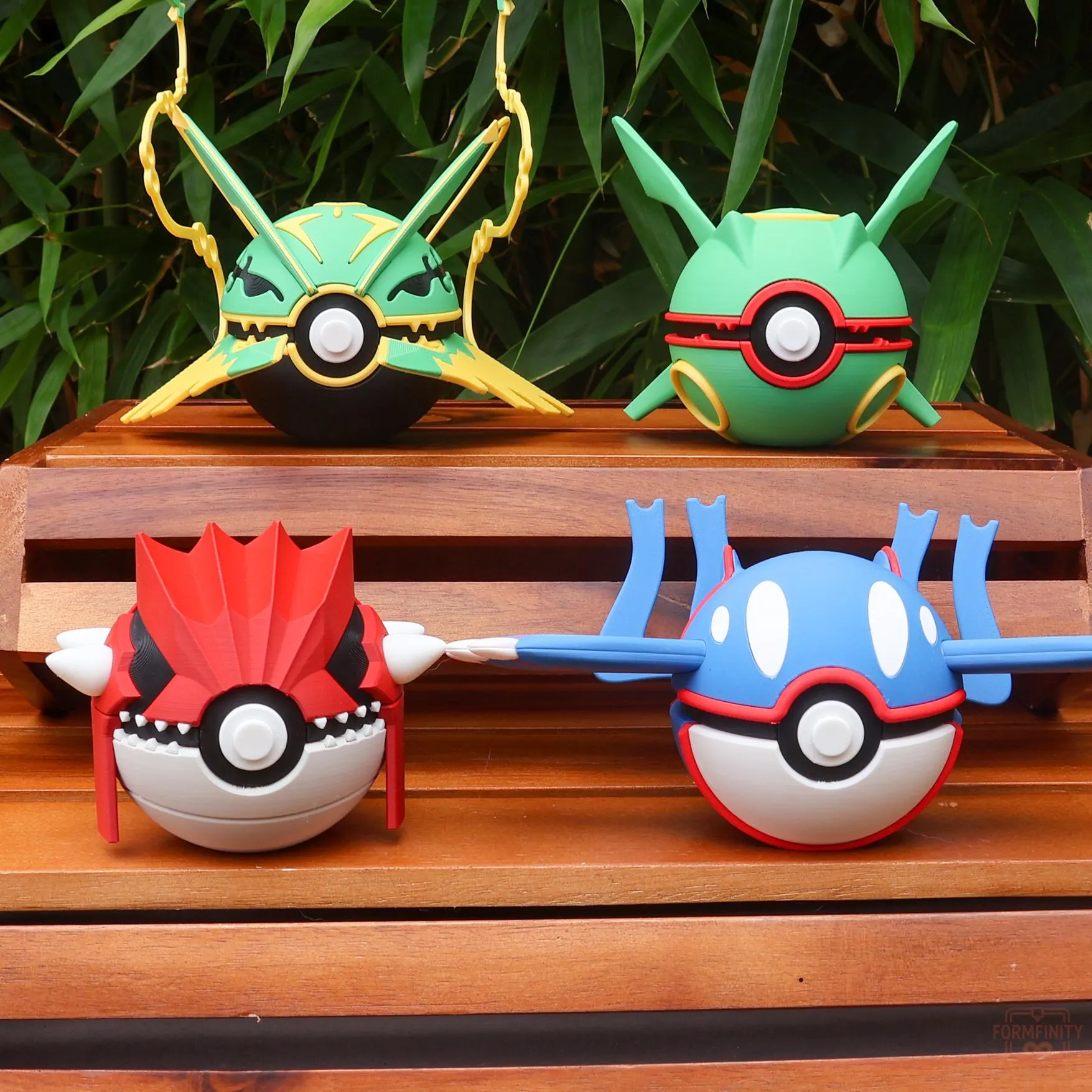 Groudon Rayquaza and Kyogre 3D printed display