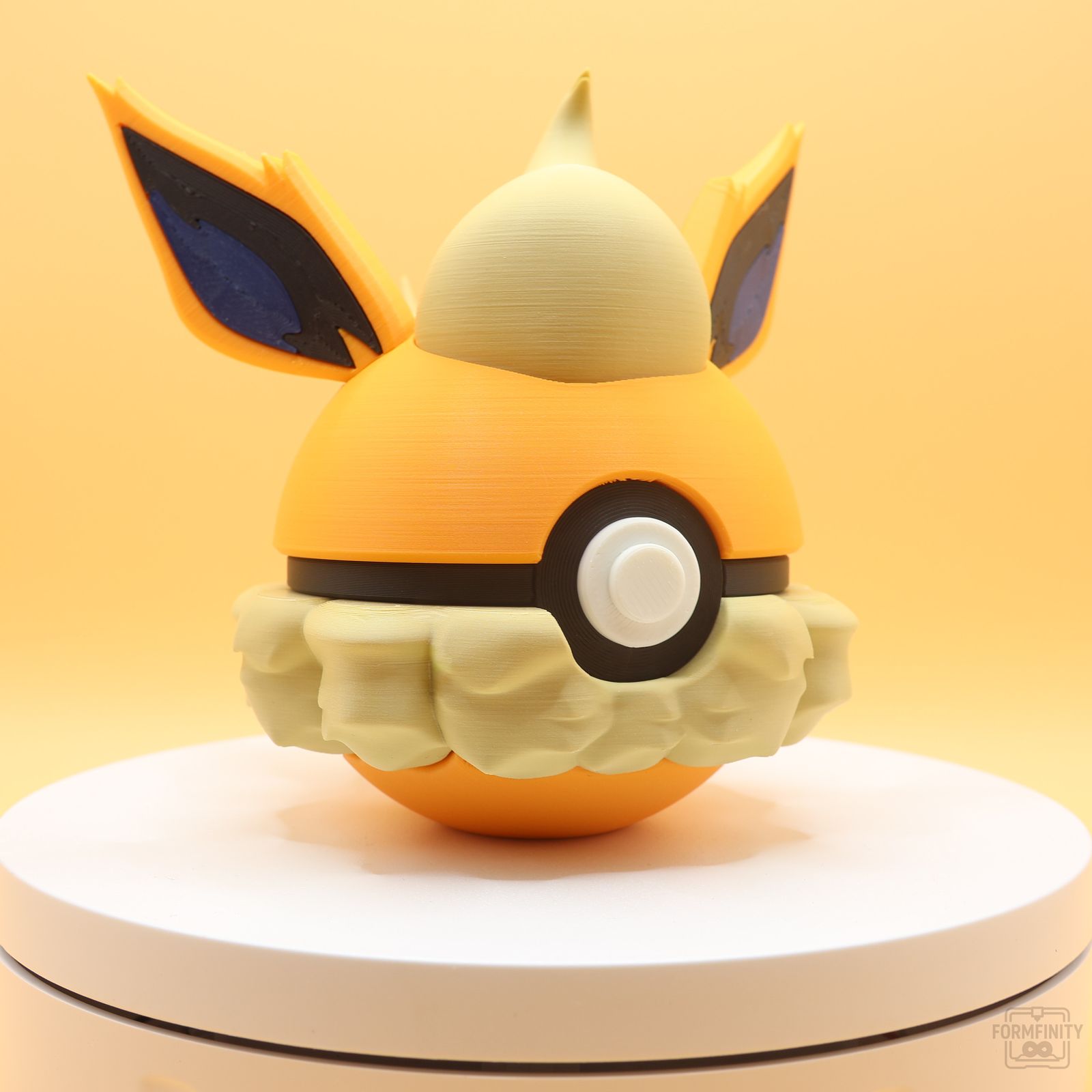 Flareon-themed Poke Ball collectible display, 3D printed by Formfinity