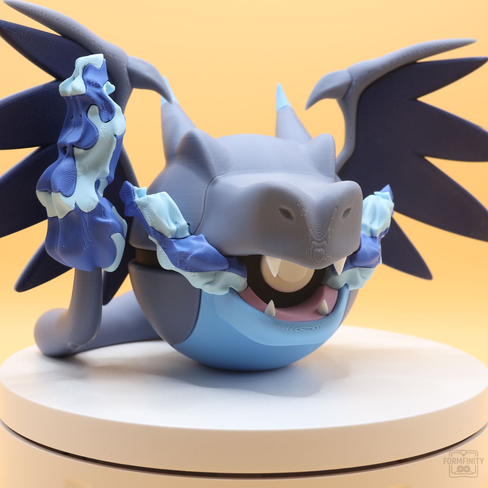 Mega Charizard X Poke Ball collectible display, 3D printed by Formfinity