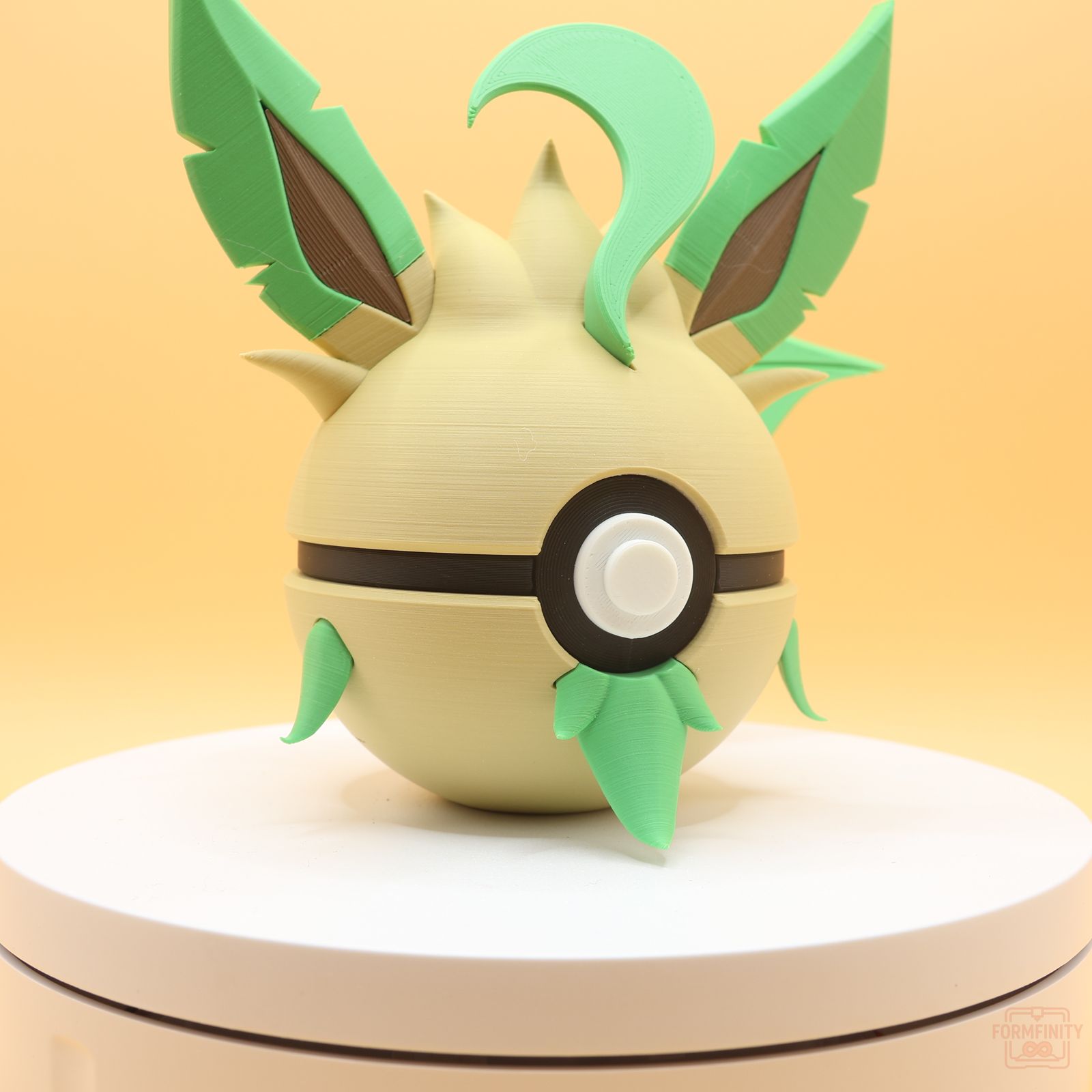 Leafeon-themed Poke Ball collectible display, 3D printed by Formfinity