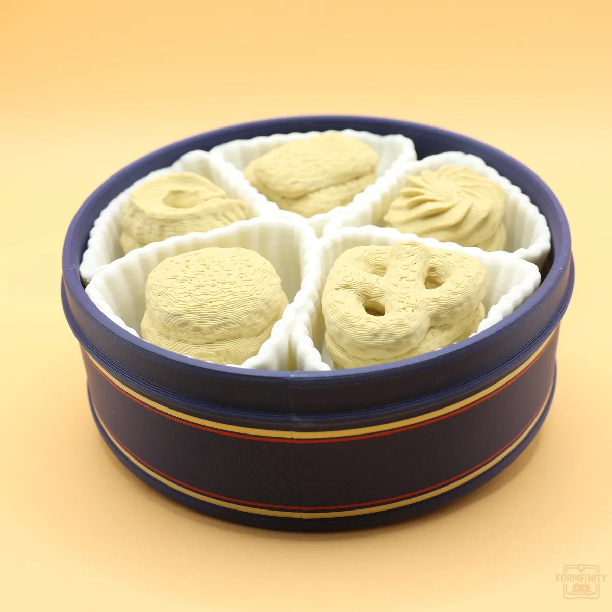 3D printed shortbread cookie tin clicker fidget set